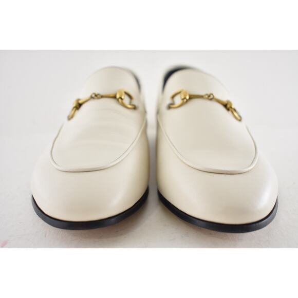 Gucci Brixton Collapsible Mystic White Leather Horsebit Slipper Flat Loafer 41.5 - Picture 9 of 16